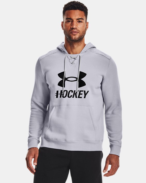 Men's UA Hockey Logo Hoodie, Gray, pdpMainDesktop image number 1